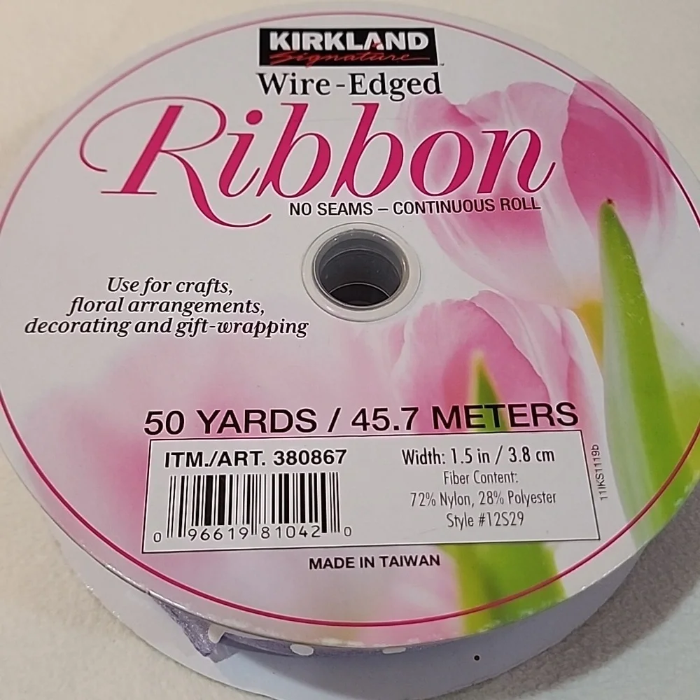 3 Rolls Purples Kirkland Wire-edged Ribbon, 138 yards approx total
